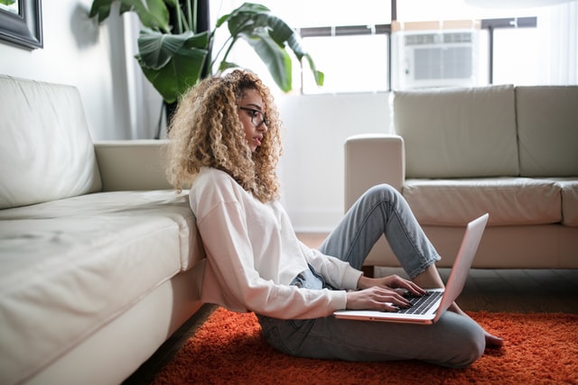 a woman working